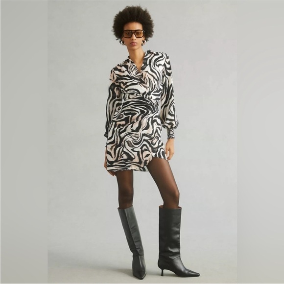 NWT By Anthropologie graphic print mini dress sz 2 - Picture 1 of 14